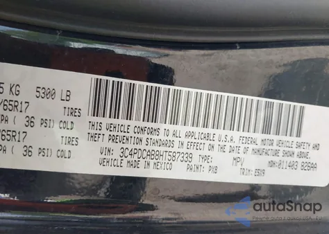 2017 Dodge Journey Se z USA, uszkodzony, nr VIN 3C4PDCAB8HT587339